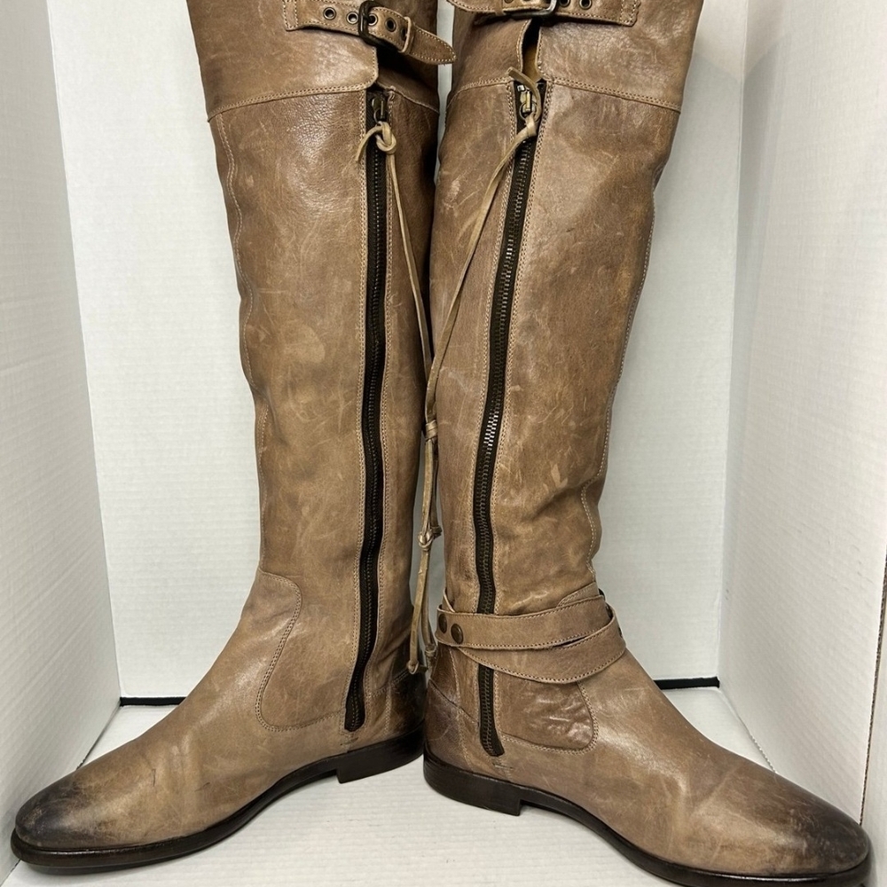 Brown Leather Knee-High Boots